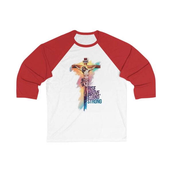 Jesus Watercolor Unisex Baseball Tee - Rise Above, Stand Strong red