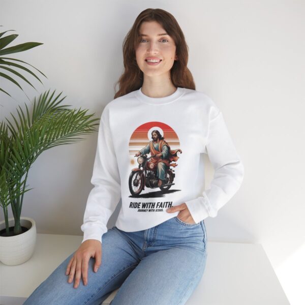 God Jesus on Motorbike Crewneck Sweatshirt