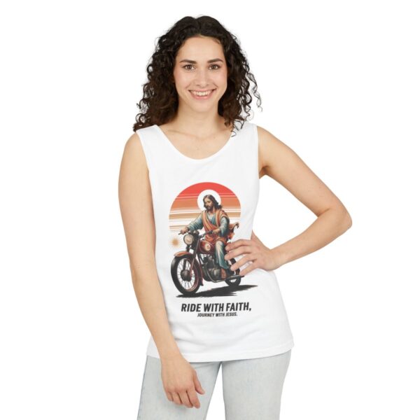 God Jesus on Motorcycle Tank Top - Vintage Retro Design