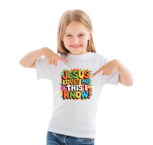 Jesus Loves Me This I Know! Kids Heavy Cotton Tee mockup 1