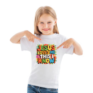 Jesus Loves Me This I Know! Kids Heavy Cotton Tee mockup 1