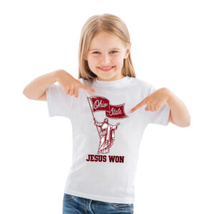 Jesus Won Ohio State Kids Heavy Cotton™ Tee mockup 1