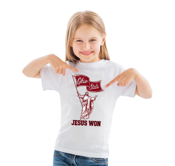 Jesus Won Ohio State Kids Heavy Cotton™ Tee mockup 1