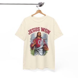 Jesus Won Retro Football Unisex Heavy Cotton Tee