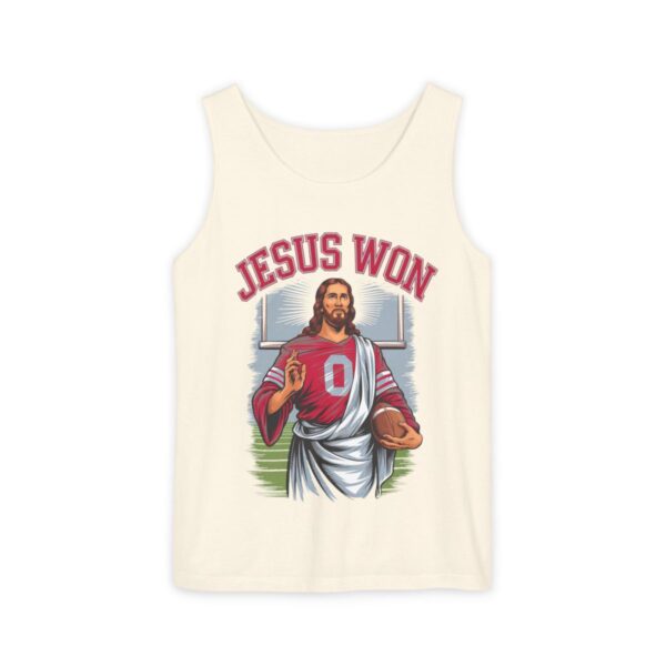 Jesus Won Retro Ohio State Football Unisex Garment-Dyed Tank Top ivory 1