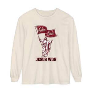 Ohio State Jesus Unisex Garment-dyed Long Sleeve T-Shirt